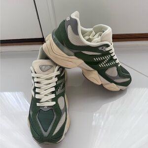 New Balance 9060 Green and White Athletic Sneakers